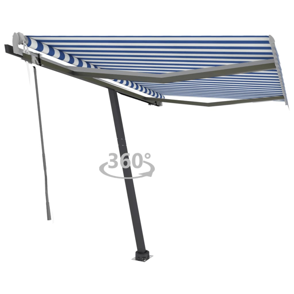 vidaXL Toldo automático independente 300x250 cm azul e branco